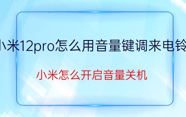 小米12pro怎么用音量键调来电铃声 小米怎么开启音量关机？